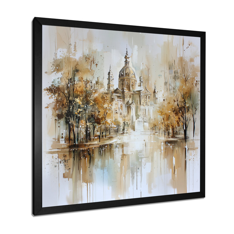 Aquarelle, Amsterdam Soft Dreamy Architecture II - art mural imprimé Amsterdam, H 30 po x l 30 po, Reproduction encadrée