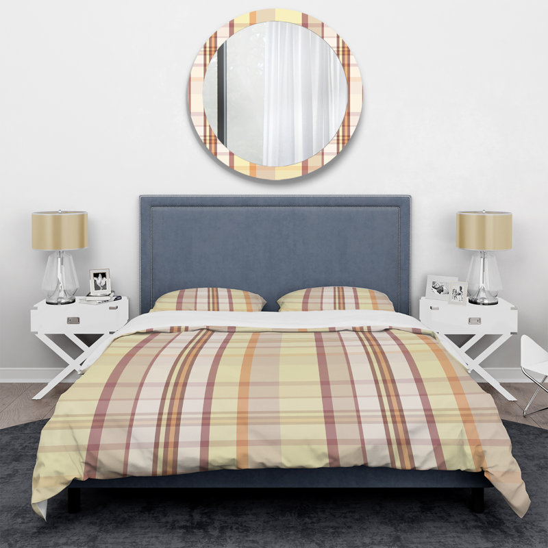 Ensemble de housse de couette en microfibre crème / blanc 3 pièces, Housse de couette pour grand lit et 2 taies décor