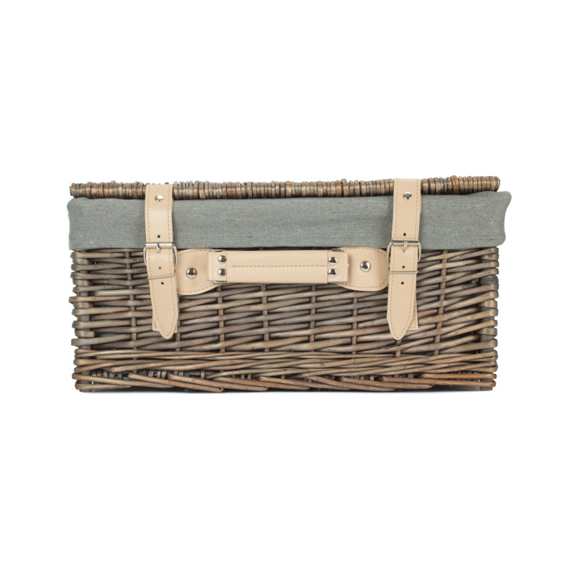 Wicker Basket with Lining, Antique Wash Hamper/Grey Lining