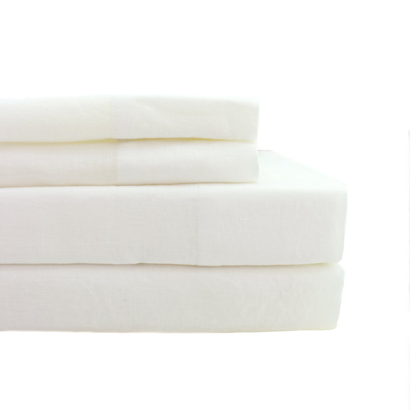 Bassel 100% Linen Fitted Sheet, King, Beige