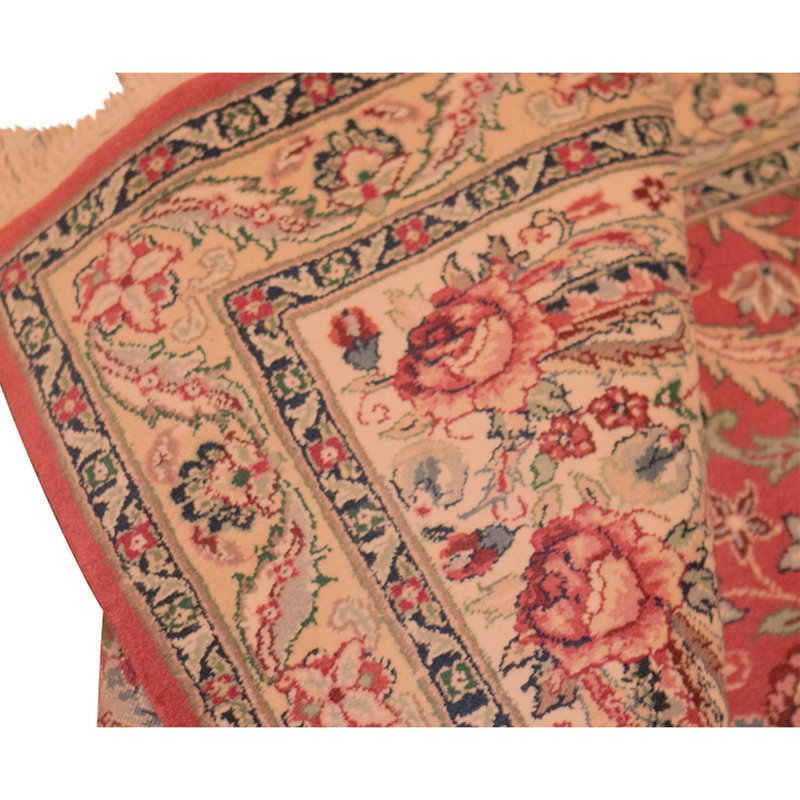 Hand Knotted Wool Area Rug in Rust And Ivory