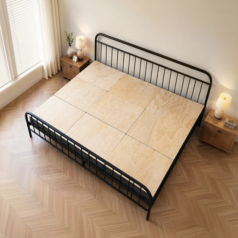 Bunkie Board, Cal King 69.7 x 81.9 in, Foldable Bed Board Under Mattress with Nylon Webbing, Plywood, Rounded Edges, Anti-Sag Design for Metal Frames, Sleeper Sofas, Platform and Bunk Beds