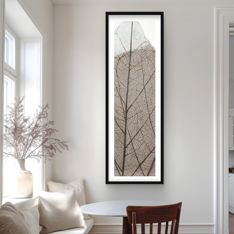 Imprimé translucide de feuilles séchées | Décor de bureau beige encadré