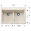 Liven SILGRANIT 33" L x 22" W Double Basin Drop-In/Undermount Kitchen Sink-1157363370