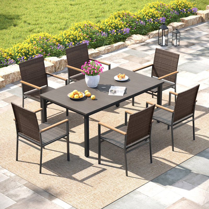 patio dining set, Noir/gris