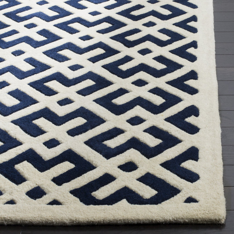 Deedie Hand Tufted Wool Geometric Rug, Square 7'
