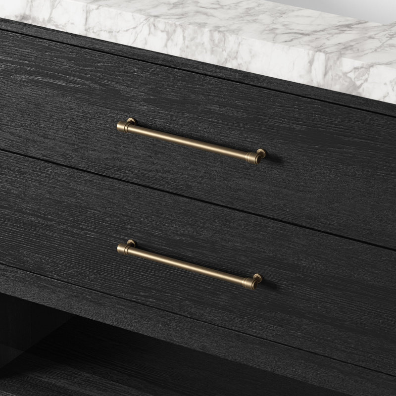 Anthem Single Vanity-Carrara Marble, Black
