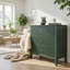 Grande table de bout moderne de 32 po à 3 tiroirs, table de chevet cannelée verte-130019330