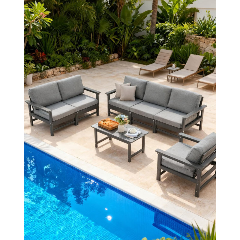 Ensemble de meubles d'extérieur avec coussins Hdpe
