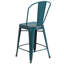 Commercial Grade Distressed Metal Indoor-Outdoor Counter Height Stool with Back-331454669-331454707