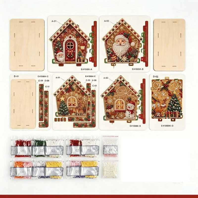 Décorations de Noël, perle de Noël et ensemble de peinture, décorations de Noël pour les fêtes, cadeaux faits à la main