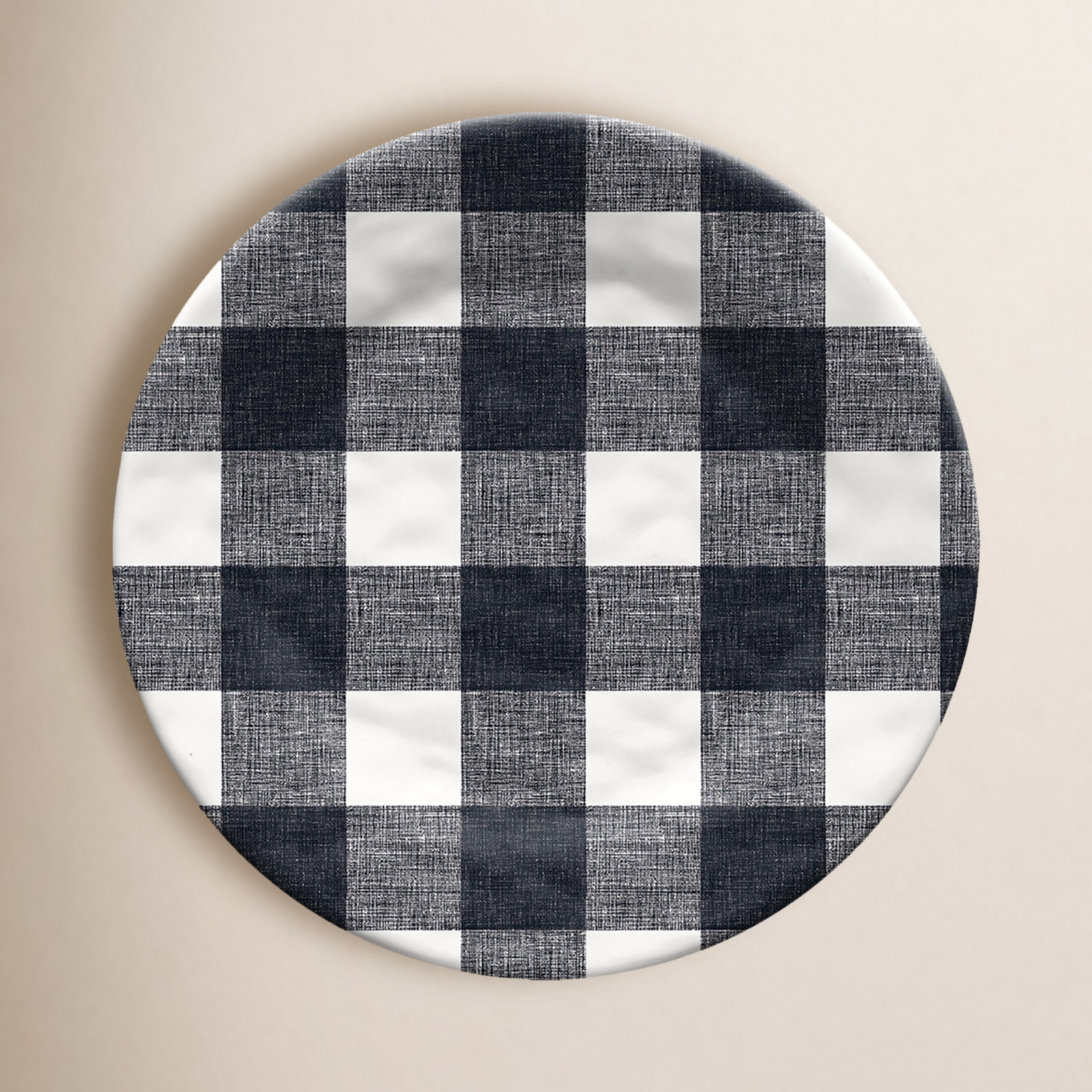 Kielle Vintage Black Buffalo Check Salad Plate,8.5",Melamine,Set Of 6