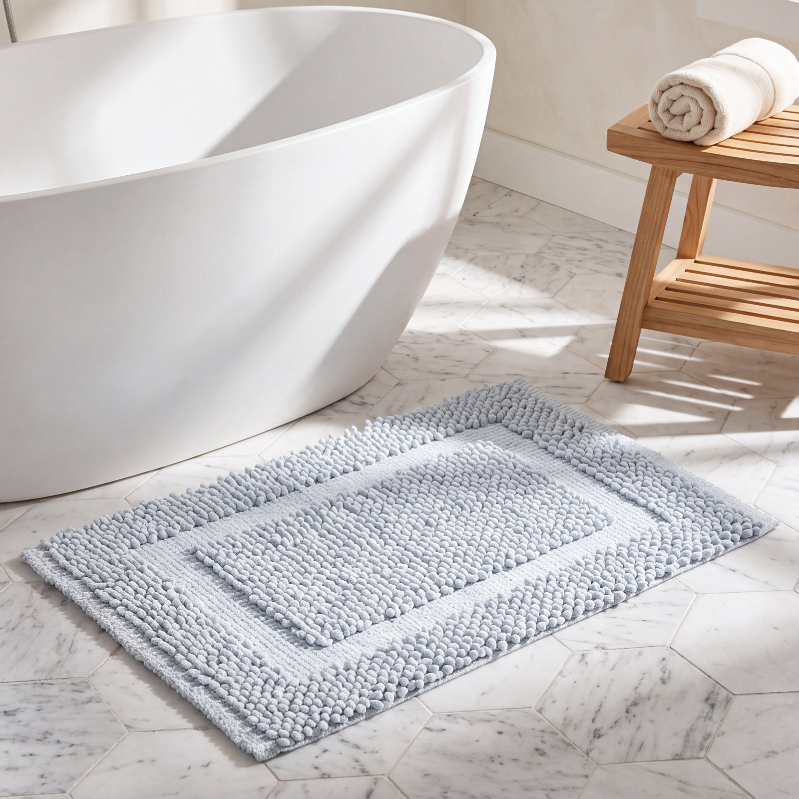 Payten Cotton Bath Mat, Single - 20"W x 32"L, Pale Blue