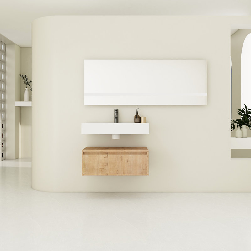 Meuble-lavabo de 30 po avec lavabo en résine et fonction de fermeture en douceur - Choix d'armoire contemporaine au look chic