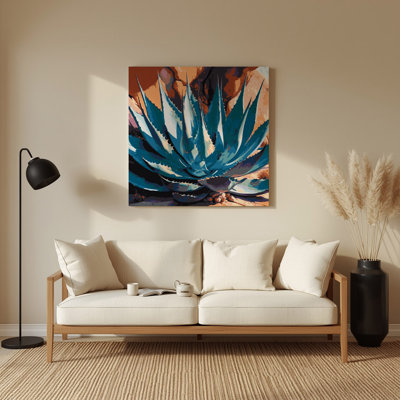 «Southwestern Plants Agave Plant 148», art mural en métal mauve