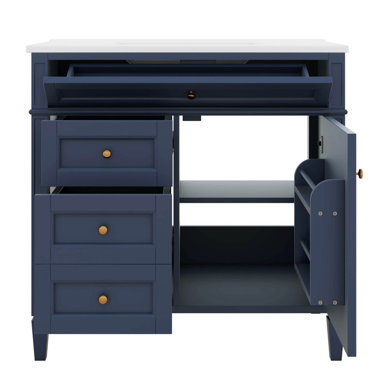 Meuble-lavabo simple 36 po avec meuble-lavabo 36 po avec lavabo 36 po et 2 tiroirs, Bleu