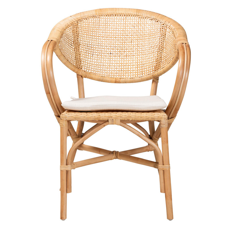 Chaise de salle à manger moderne en bohème moderne avec finition brun naturel
