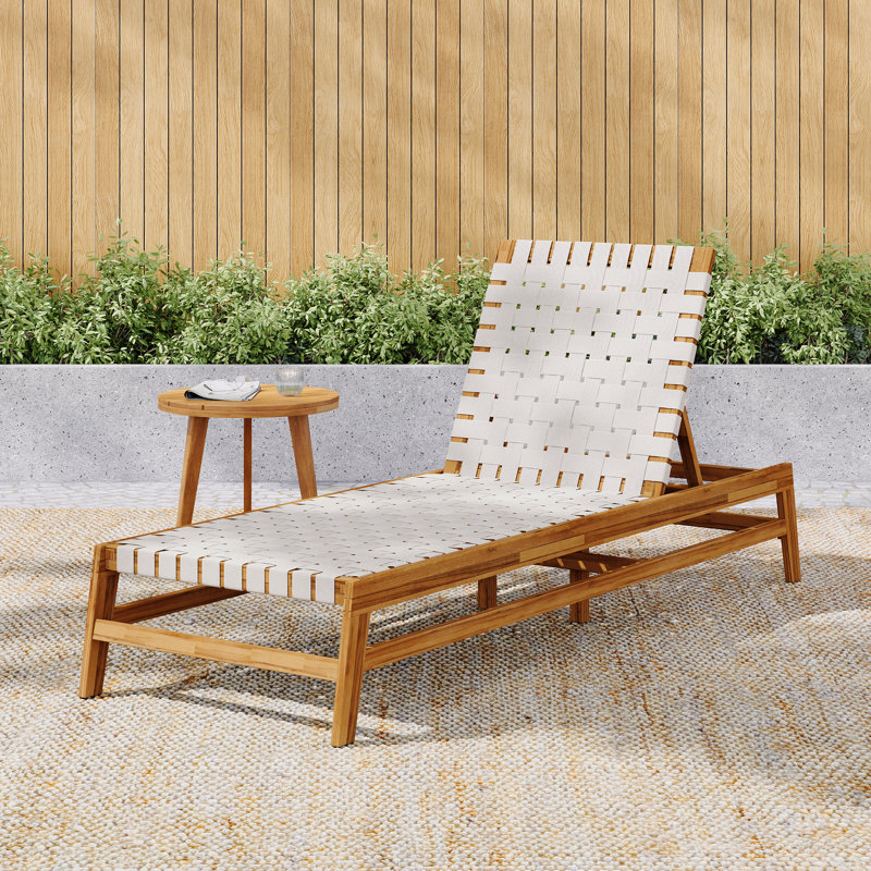 Outdoor Rope Chaise Lounge Chair, Brown/White