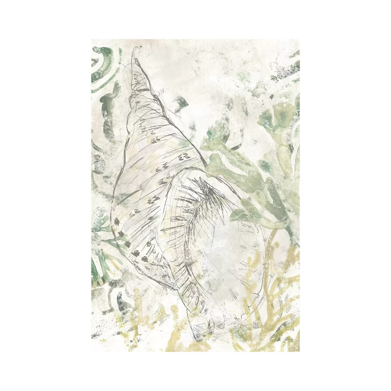 Verdant Shell Fresco II by June Erica Vess - Wrapped Canvas Gallery-Wrapped Canvas Giclée, 30.48cm H x 20.32cm W