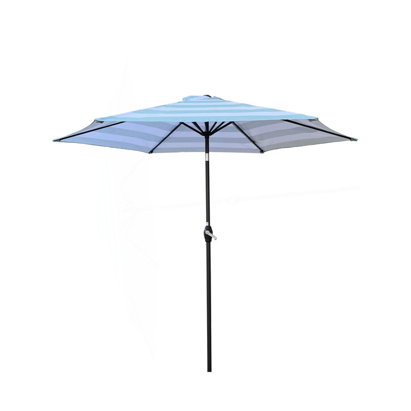 Parasol de patio, parasol 9 pi, Rayé bleu glace
