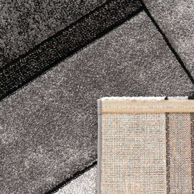 Furlon Abstract Machine Woven Polypropylene in Gray/White, Runner 2'8" x 9'10"