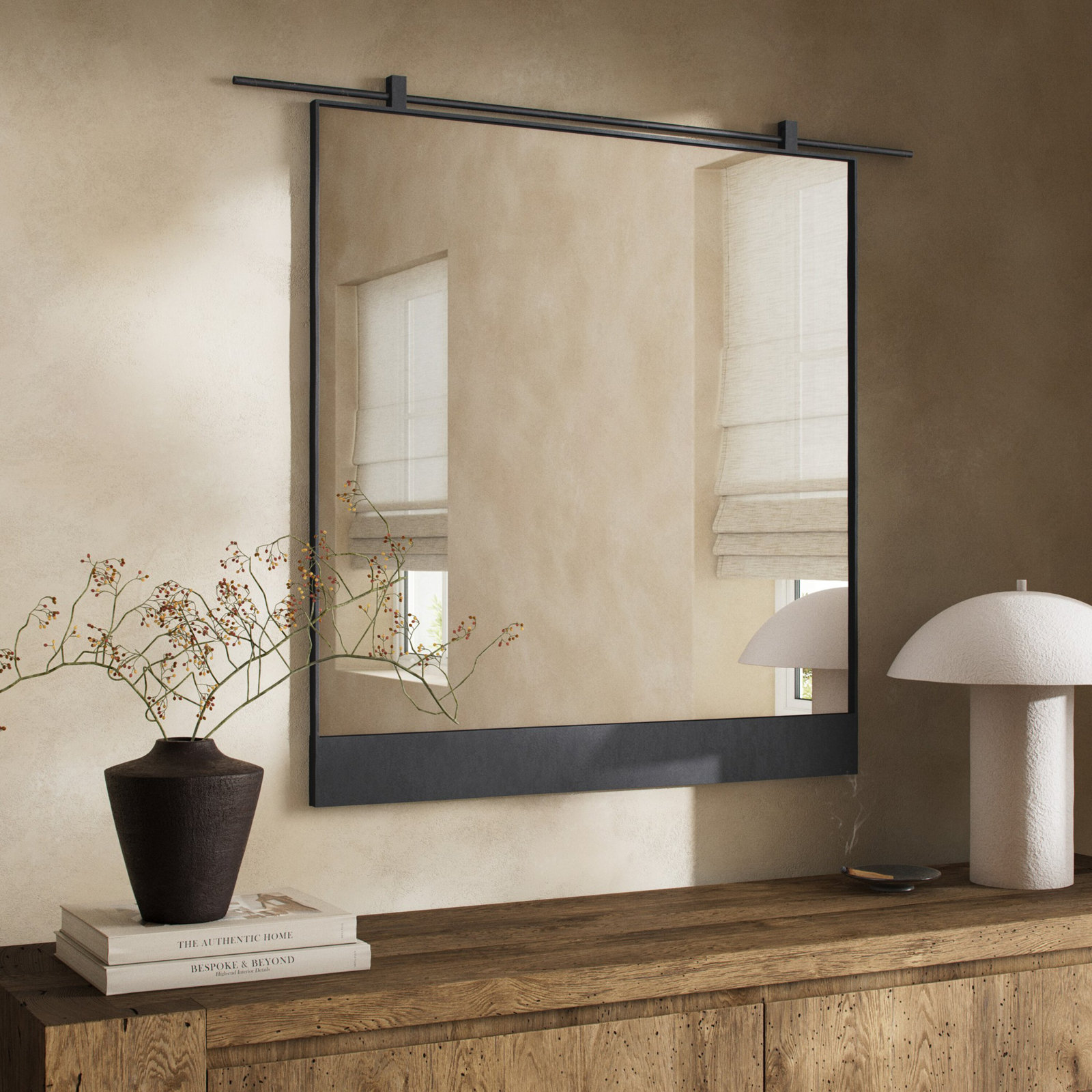 Hutton Accent Mirror, 45" x 50", Antiqued Iron