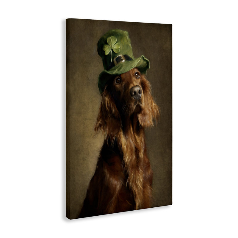 Toile portrait The Setter irlandais, design par Tina LeCour, H 24 po x l 16 po