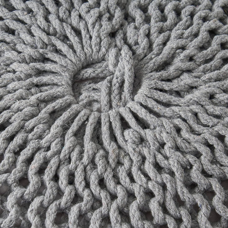 Repose-pieds moderne gris en tricot tissé pour espace de lecture - l 20 po x P 14 po, sans assemblage