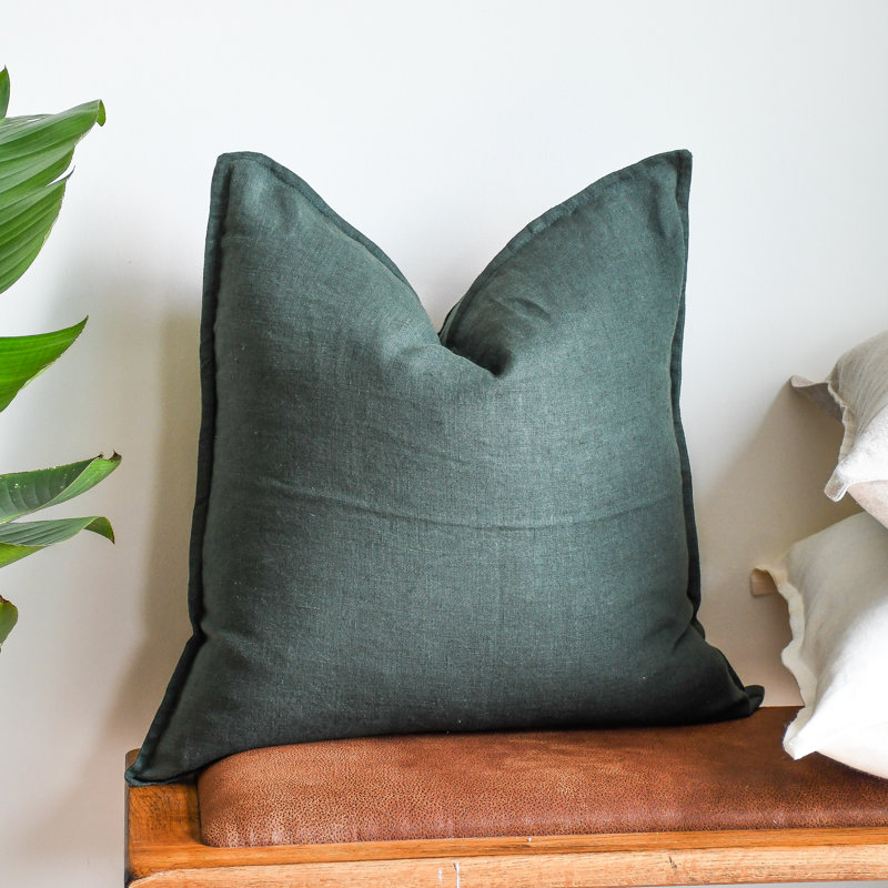 Dark Green 100% Linen Cover , 20"H x 20"W