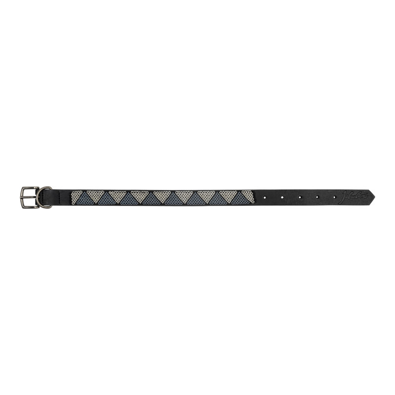Laisse pour chien en cuir perlé Jabulani - Argent céleste, H 0,25 po x l 1,25 po x P 22,00 po