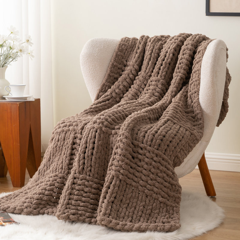 Jeté épais Chunky Knit, 50 po x 60 po, Taupe