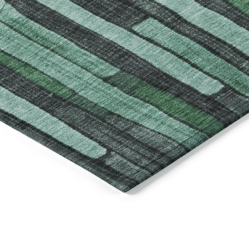 Tapis intérieur lavable rayé bleu sarcelle et émeraude 9 pi x 12 pi