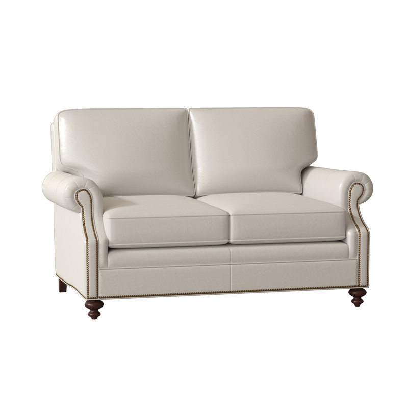 West Haven Leather Loveseat, Outsider Raven Genuine Leather, Mahogany, #9 French Natural
