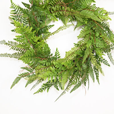 24" Artificial Real Touch Spring Summer Bohemian Fern Greenery Wreath For Front Door