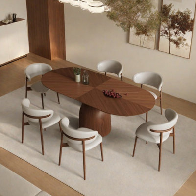 Parquet oval dining table set