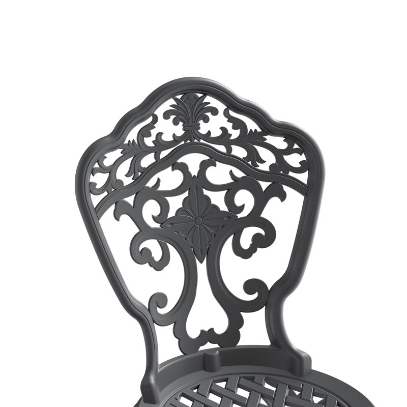 7 Cast Aluminum Outdoor Dining , Black Frame, All-Weather Stability Frame Furnishings, Supportive, 6