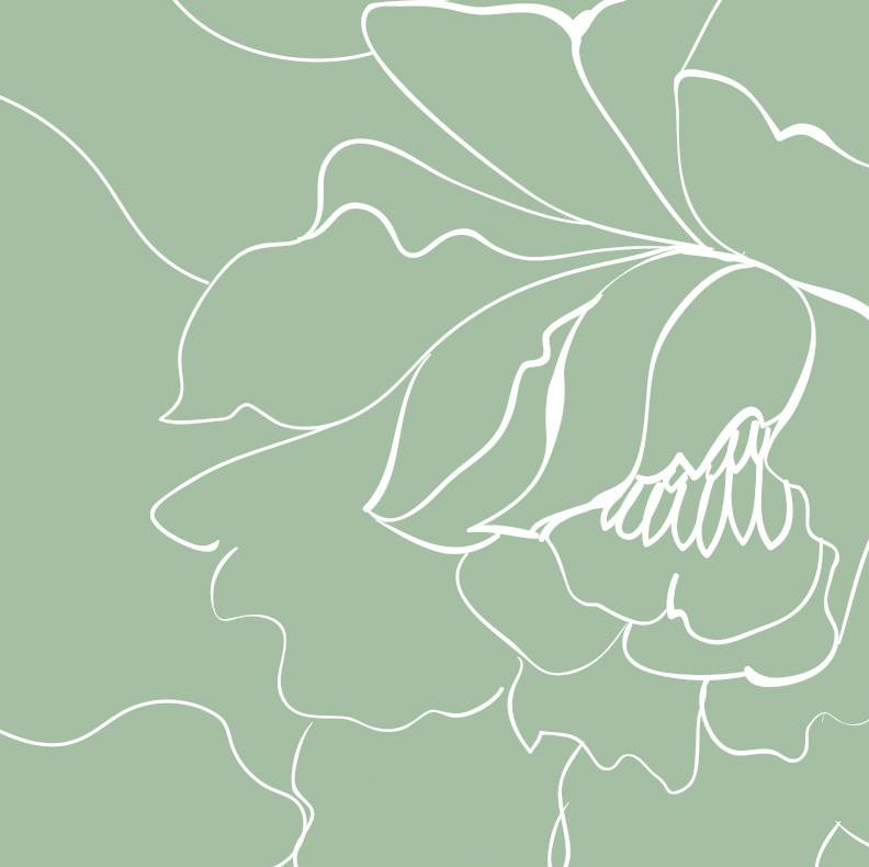 Adhésif mural floral et botanique, L 15 pi x L 10 pi, Fumée / blanc