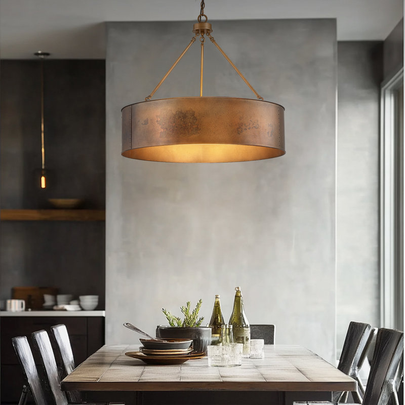 Ouellet 5-light 30in Antique Bronze Drum Chandelier