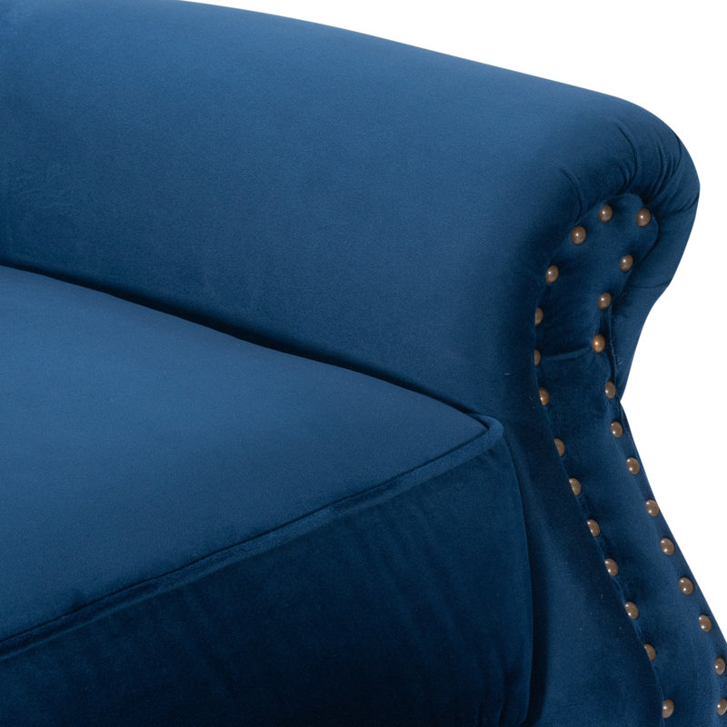 Buttoned Carmona Wingback Recliner Chair, Blue