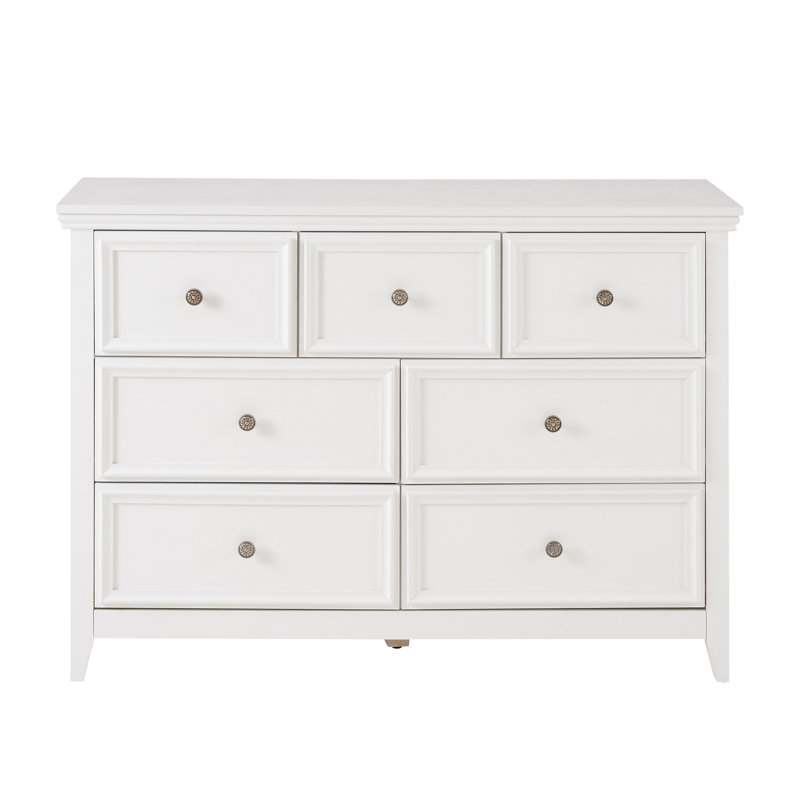 Commode moderne à 7 tiroirs avec ensemble anti-basculement, commode de ferme pour chambre à coucher, salon et placard, armoire de rangement à grande capacité avec glissières en métal lisse, blanc