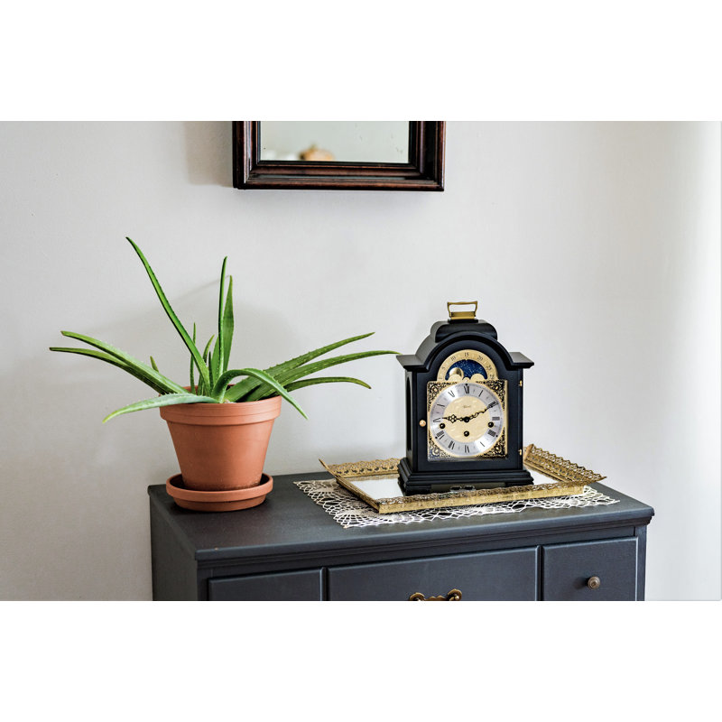 Roman Numeral Wood Mechanical Tabletop Clock in