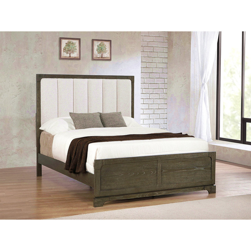 Upholstered Queen Panel Bed, Chocolate