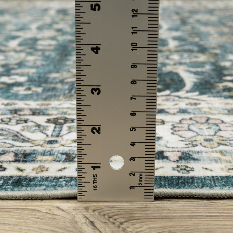 Tapis bleu sarcelle / ivoire Jadalynn, Tapis de couloir 2 pi x 8 pi