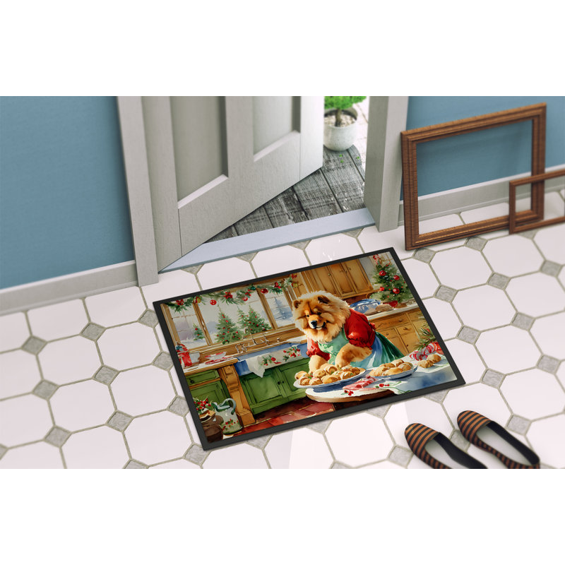 Tapis de porte antidérapant pour l'intérieur Christmas Cookies Chow Chow, L 18 po x L 27 po