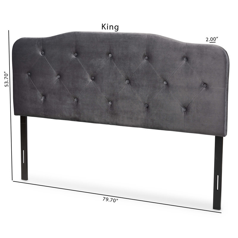 Gregory Gray Velvet Tufted Upholstered Queen Headboard
