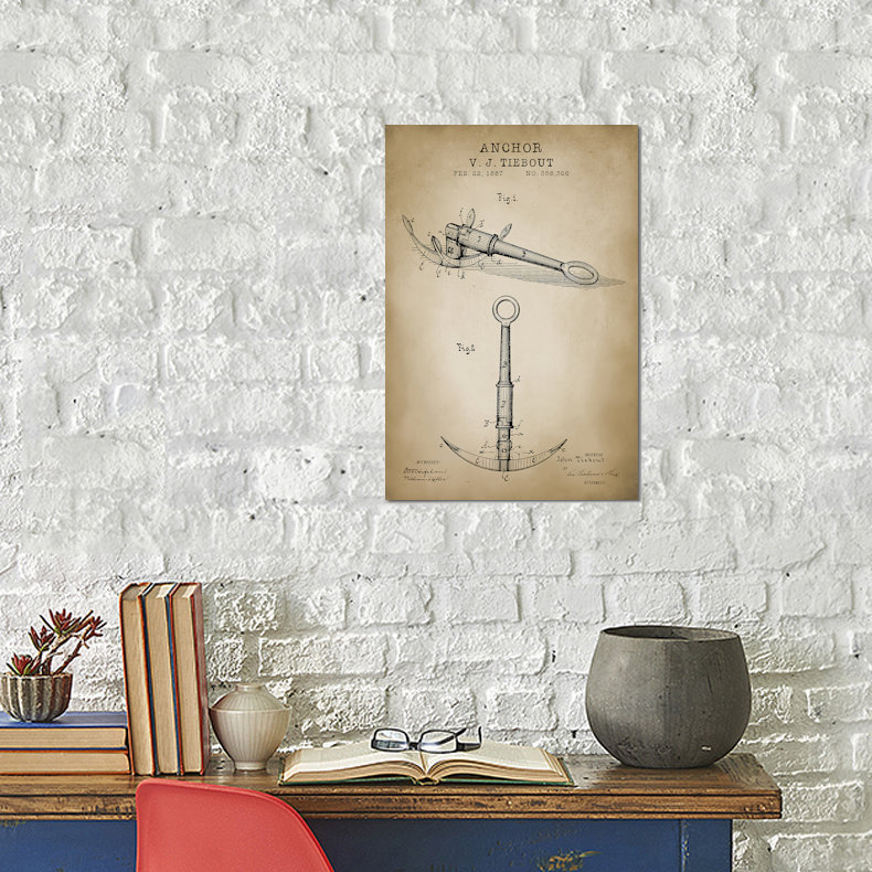 « nautique, ancrage », impression sur toile, H 12 po x l 8 po x P 0,75 po, Pas de tapis, Toile tendue