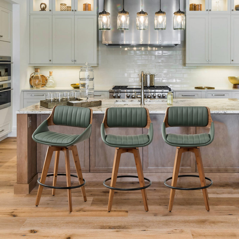Omar 66cm Swivel Bar Stool, Green