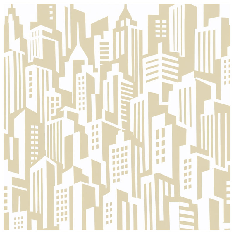 Beige City Skyline Comforter, Queen