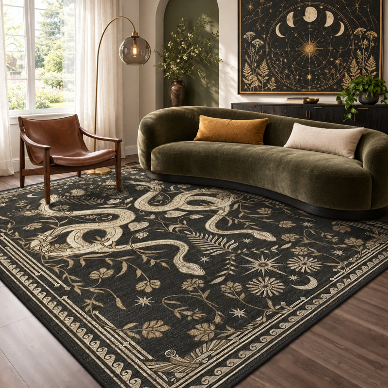 Tapis lavable à la machine Celestial Snake, Rectangle 5 pi x 7 pi