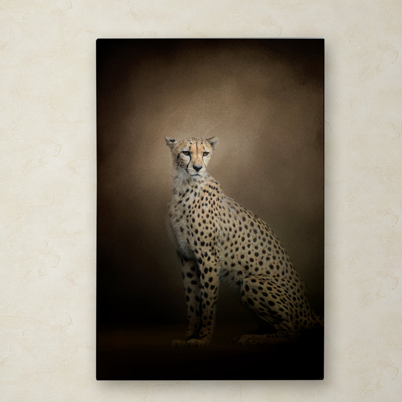 Elegant Cheetah Portrait on Brown Canvas Art